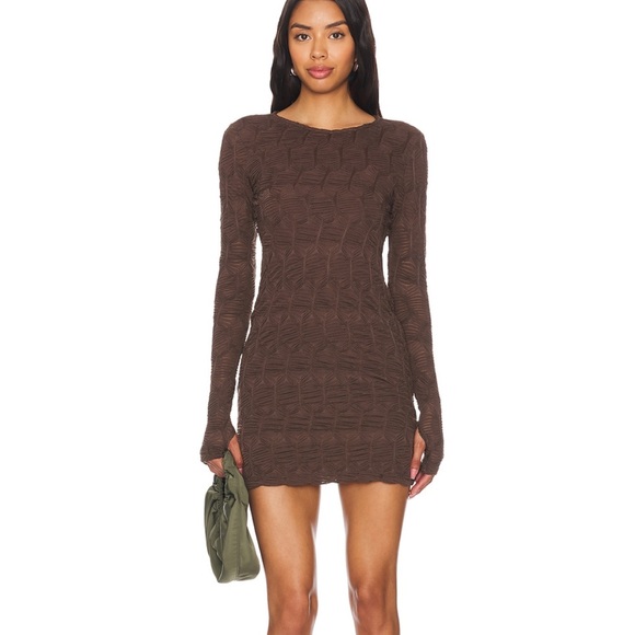 FREE PEOPLE PAULIE MINI DRESS - HOT FUDGE - Picture 3 of 4